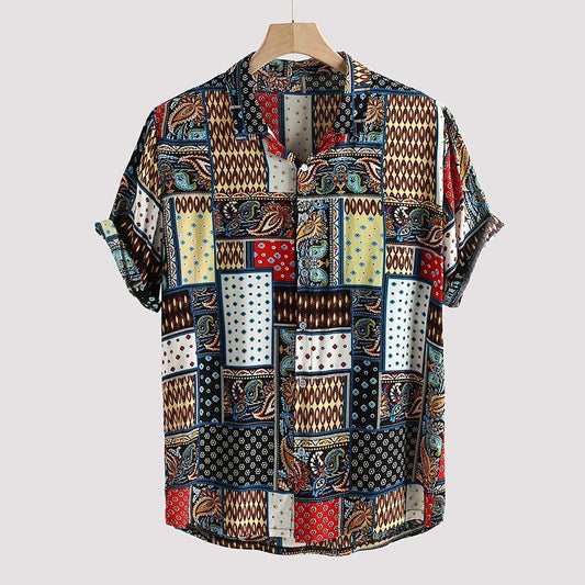 Linen printed short sleeve shirt