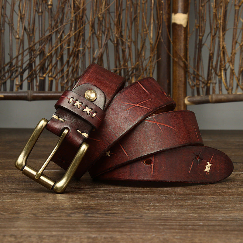Vintage Cowhide Jeans Belt