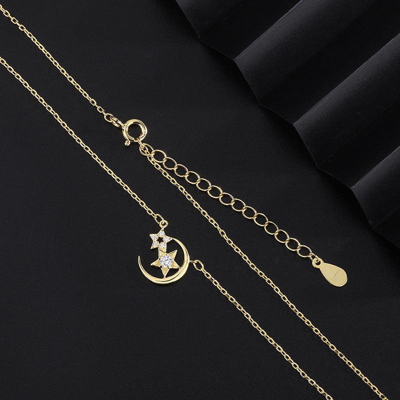 Sterling Silver Star & Moon Necklace