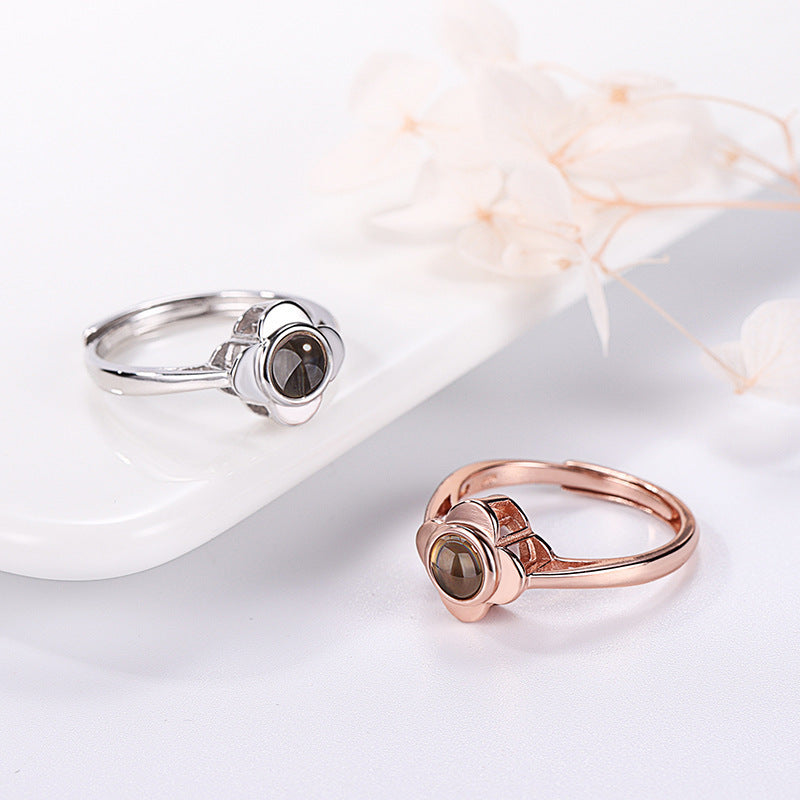 S925 Silver Adjustable Flower Ring