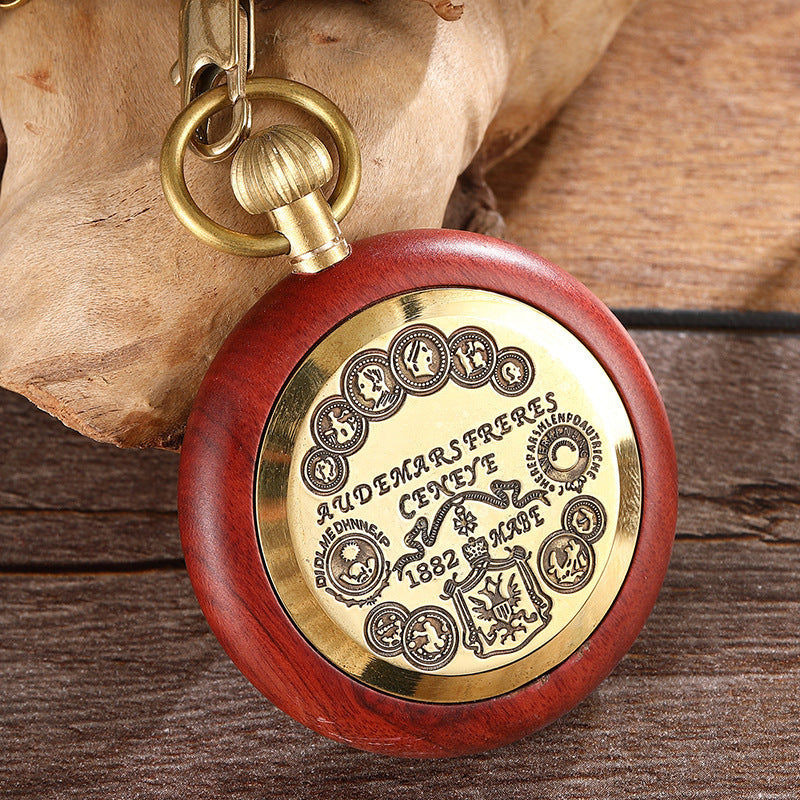 Copper Wood Retro Pocket Watch