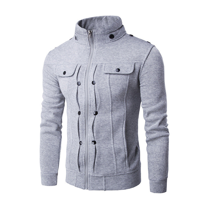 Men’s Mock Neck Pleated Zipper Sweater