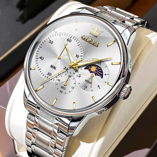 Men’s Multifunction Steel Waterproof Quartz Watch