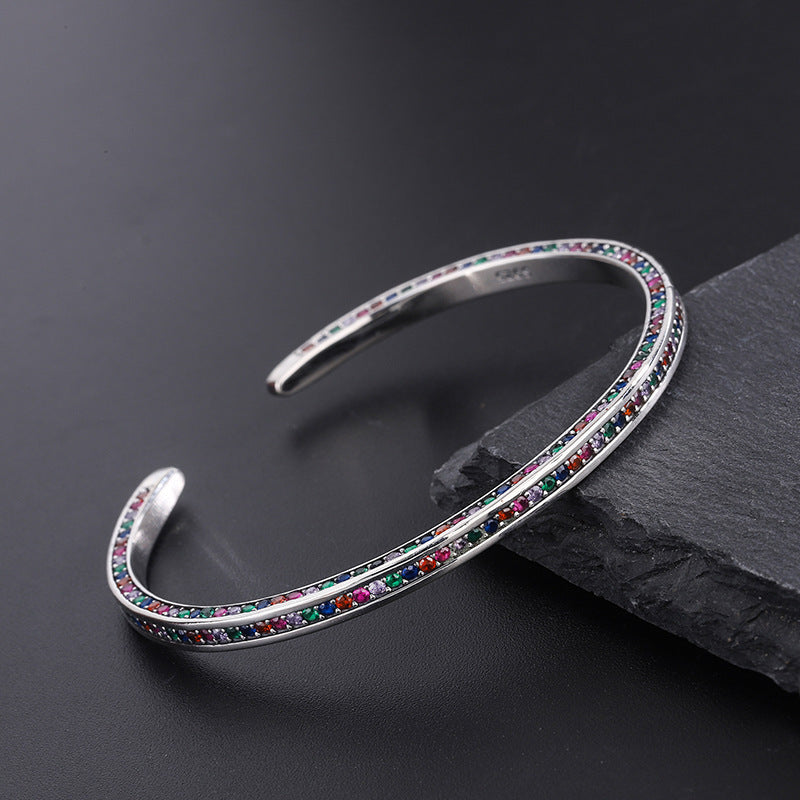 S925 Silver Rainbow Zircon Bracelet — Delicate Luxury