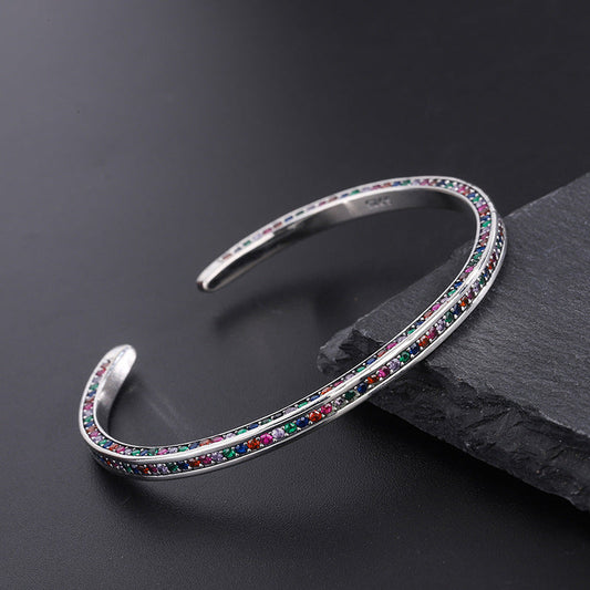 S925 Silver Rainbow Zircon Bracelet — Delicate Luxury