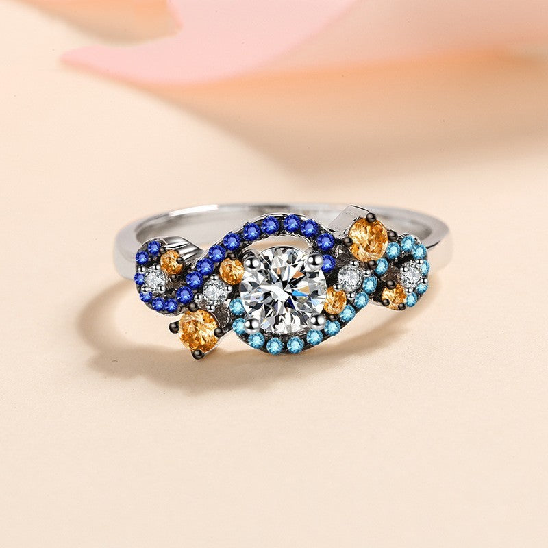 S925 Silver Color Matching Moissanite Ring