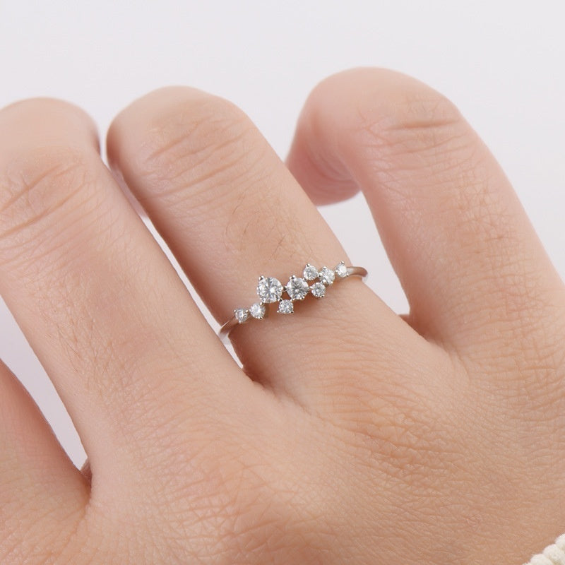 S925 Silver Starry Moissanite Ring