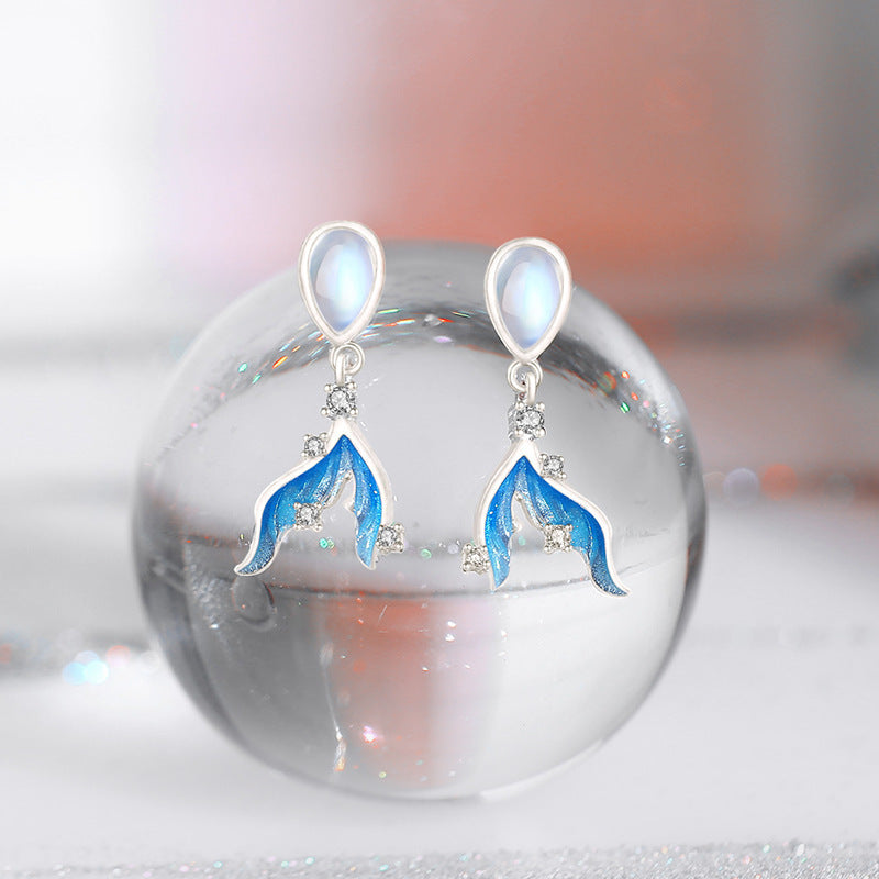 S925 Silver Moonstone Tassel Earrings