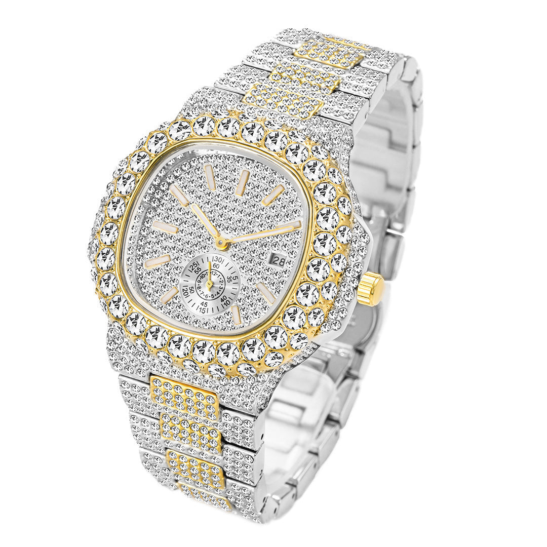 Gold Full Diamond Luminous Business Watch