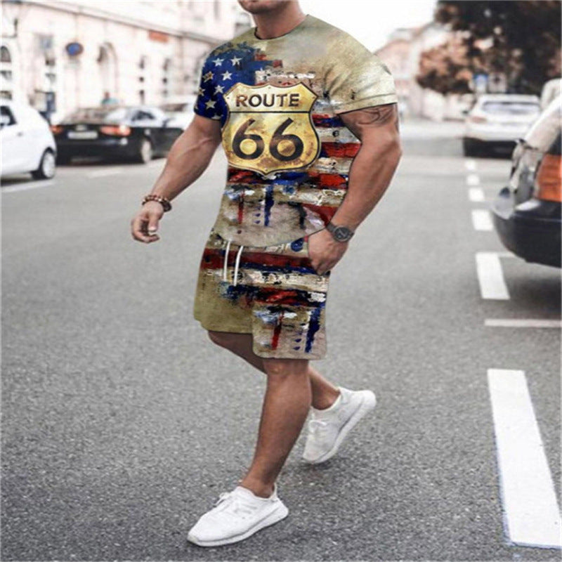 Men's Digital Print T-shirt Set