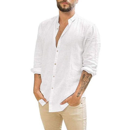 Hot Solid Color Stand Collar Shirt