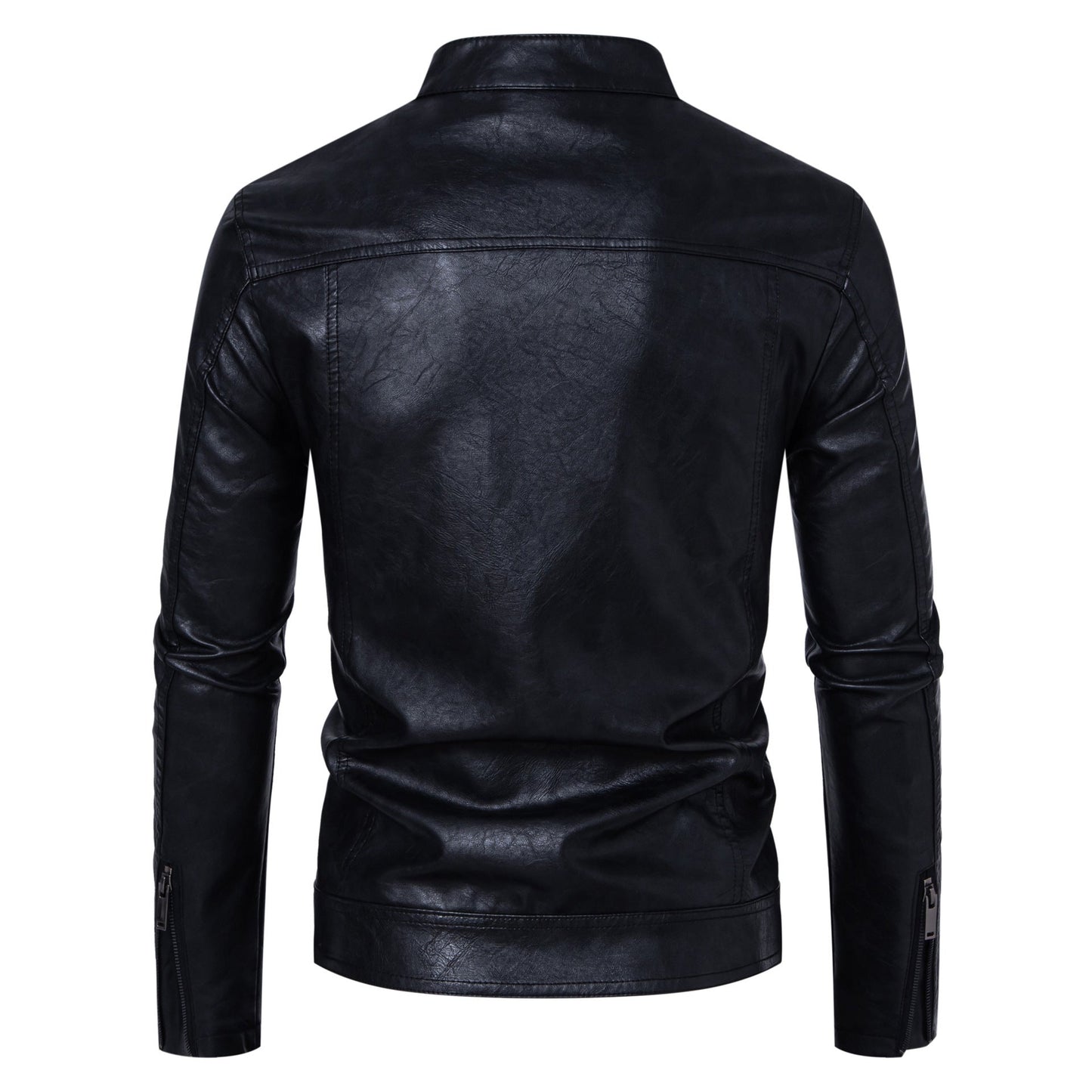 Men’s Leather Stand-up Collar Jacket