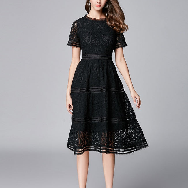 Women's Elegant Waist-Defined Lace Dress