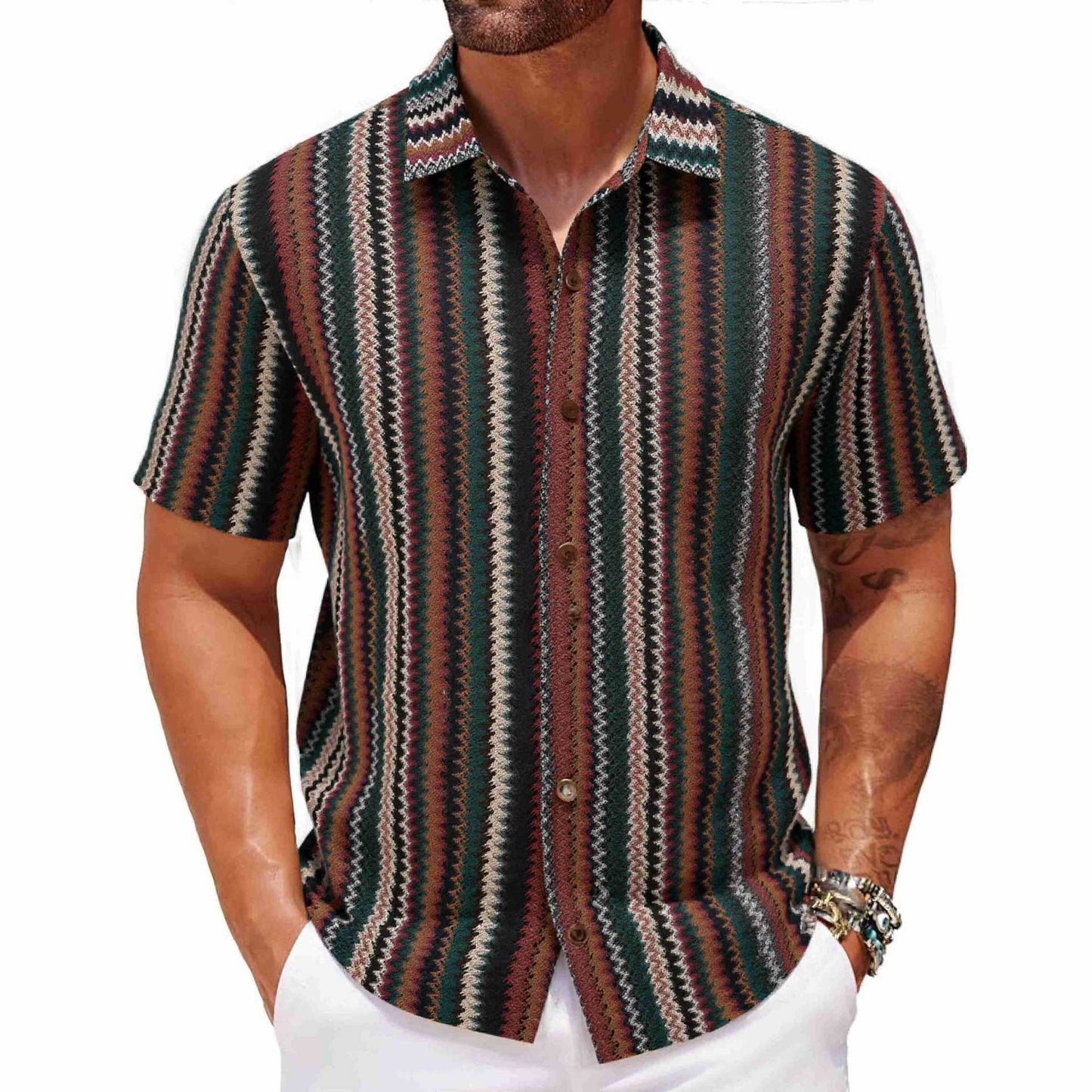 Men's Summer Ethnic Striped Shirt
