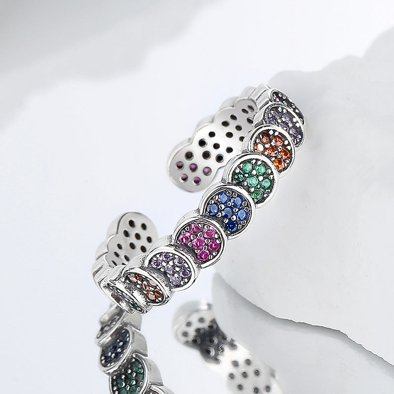 S925 Silver Color Diamond Retro Ring