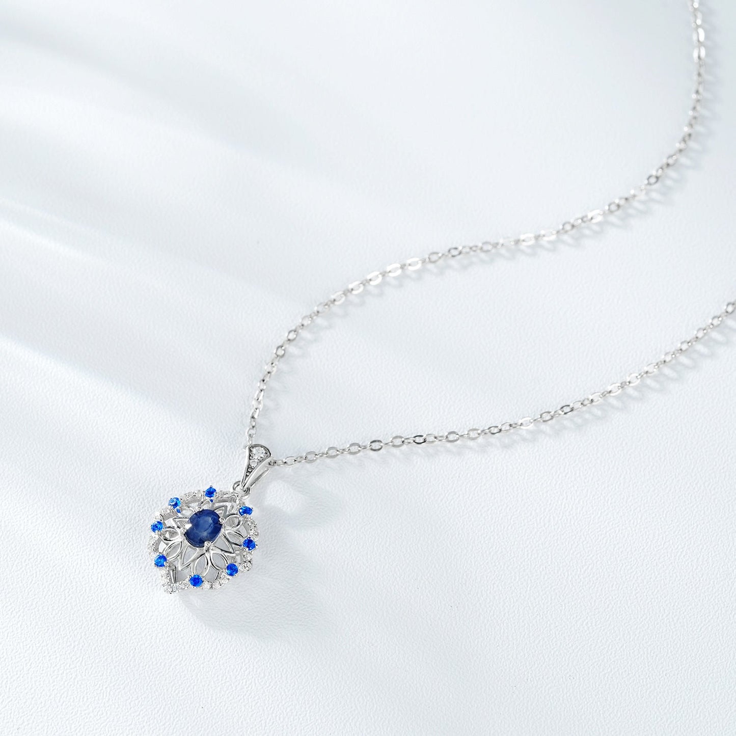 S925 Silver Natural Sapphire Pendant