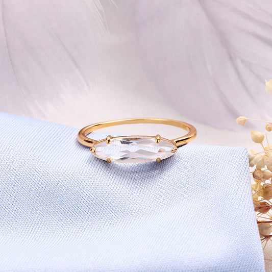 S925 Silver Natural White Crystal Ring