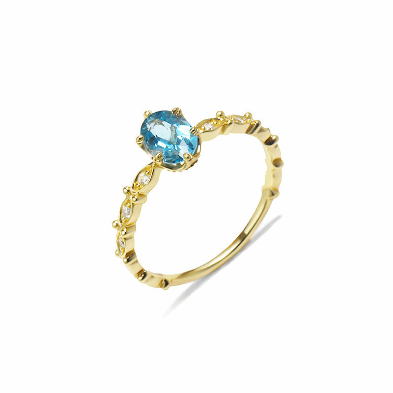 S925 Silver London Blue Topaz Ring