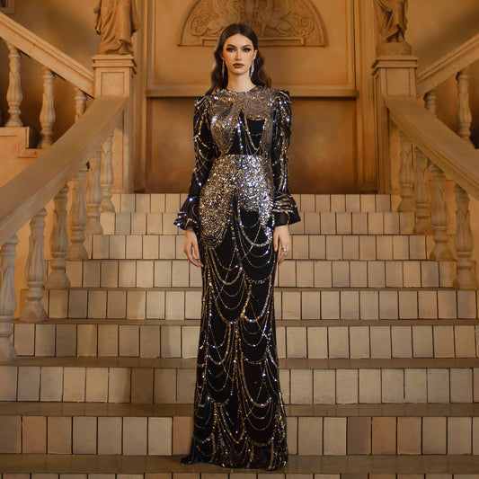 Sequin Fishtail Evening Dress