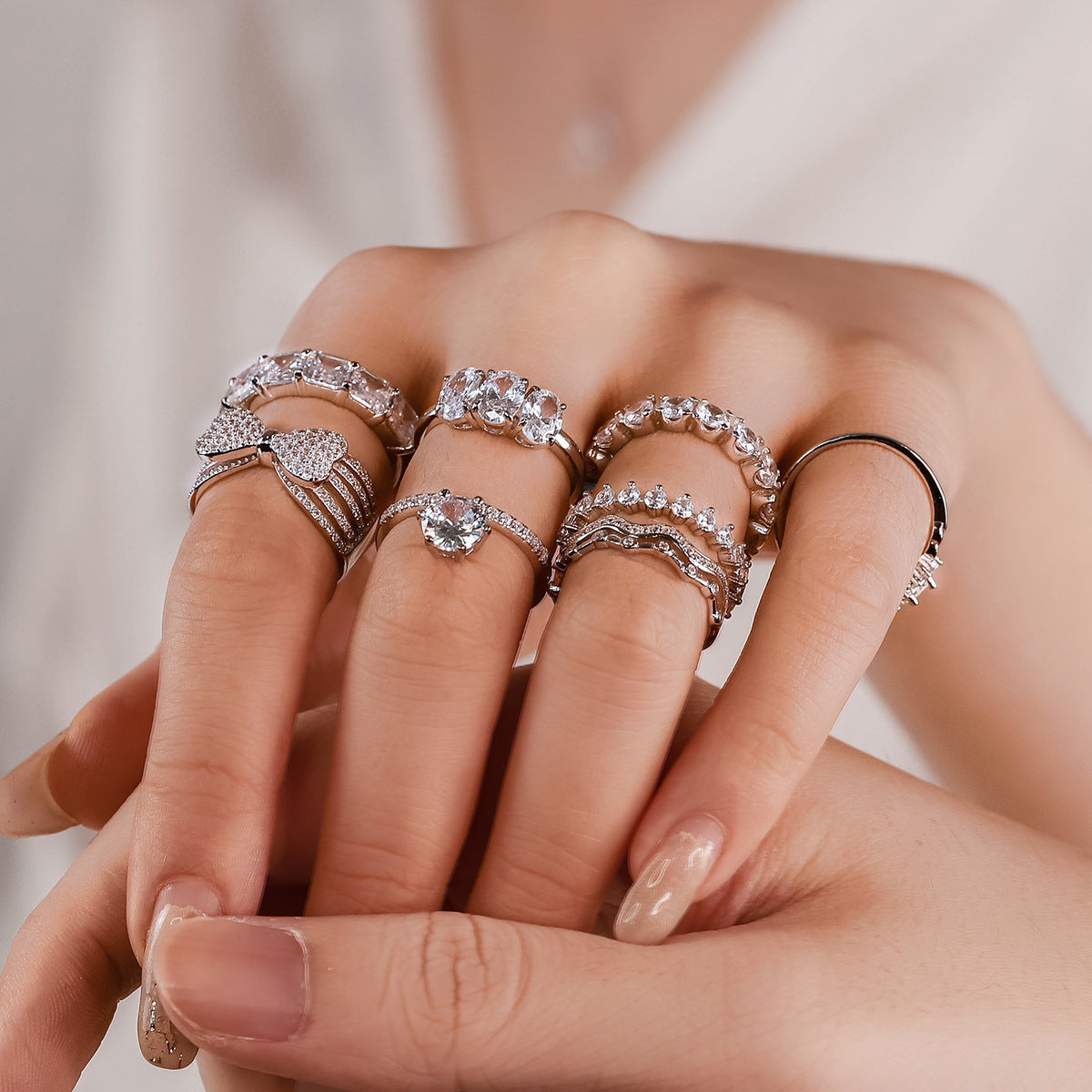 S925 Sterling Silver Diamond Ring