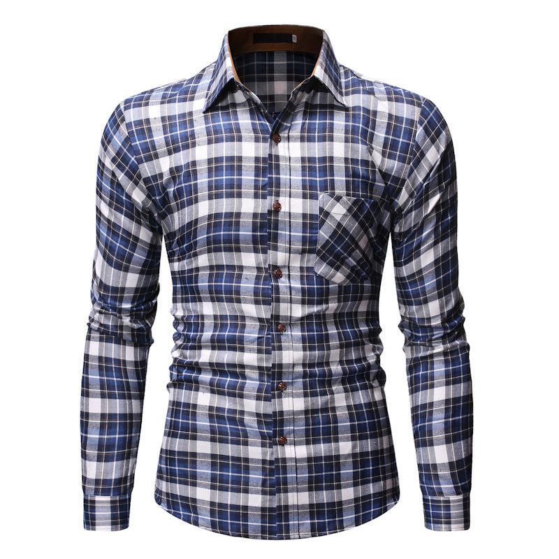 Men's Plaid Long Sleeve Cotton Shirt