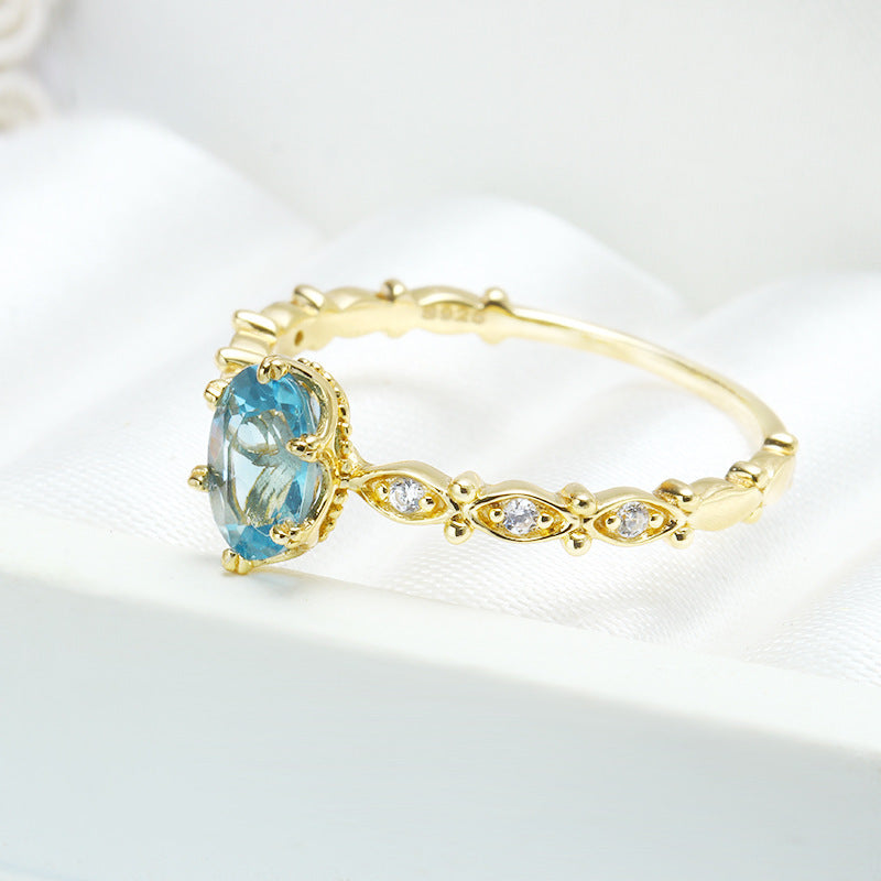 S925 Silver London Blue Topaz Ring