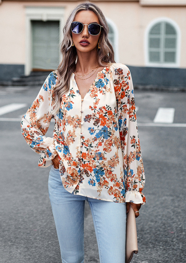 Women's Lightweight Chiffon Print Shirt