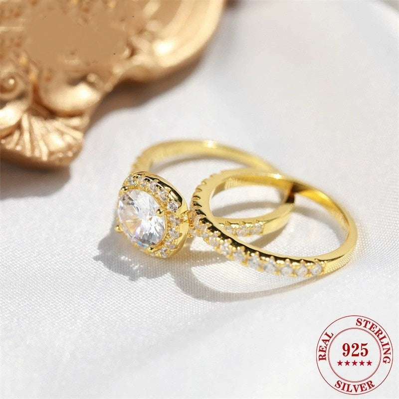 S925 Round Zircon Set Ring