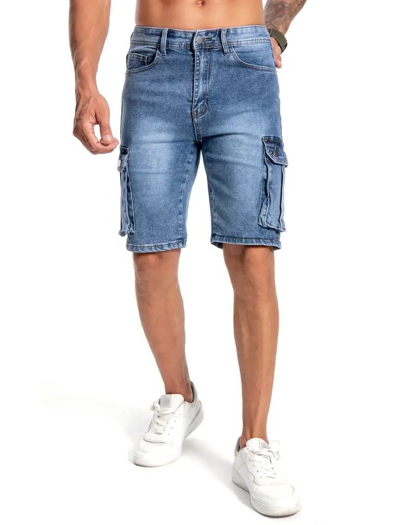 Men's Stretch Multi-pocket 5-Point Jeans