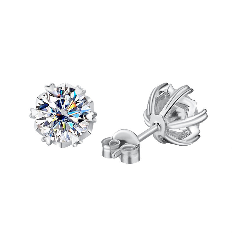 S925 Silver Genuine Goods Moissanite Snowflake Ear Stud