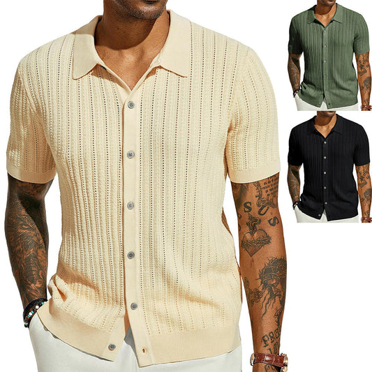 Summer Knit Men's Lapel Shirt