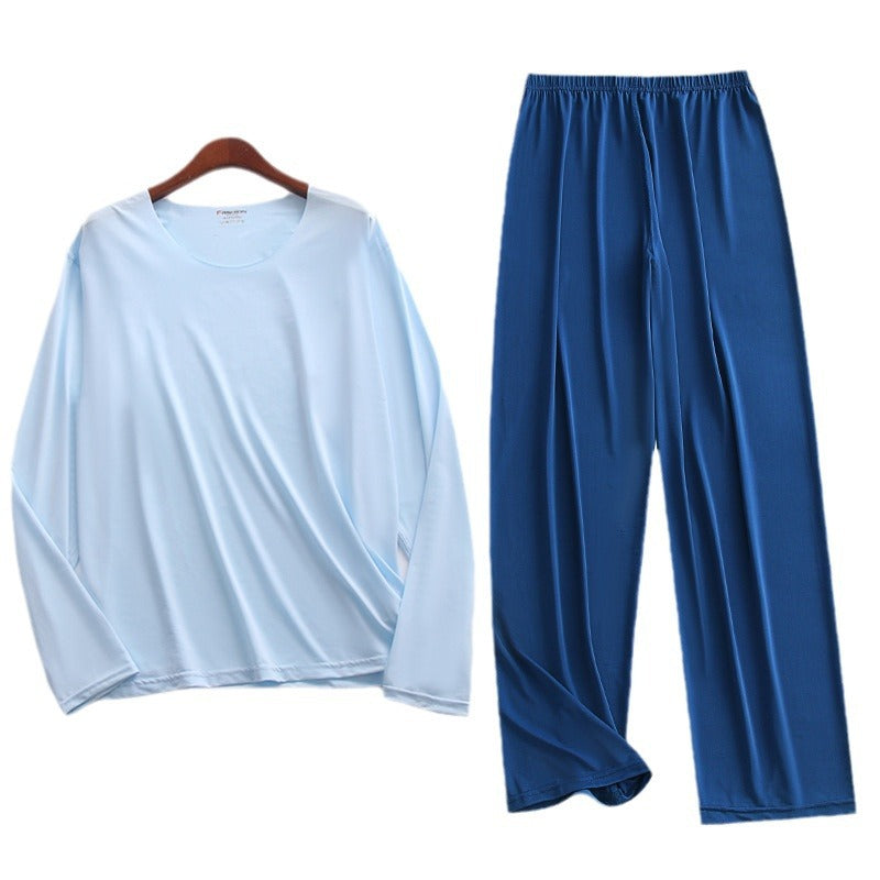 Spring Summer Ultra-thin Men’s Long-sleeve Pajama Set