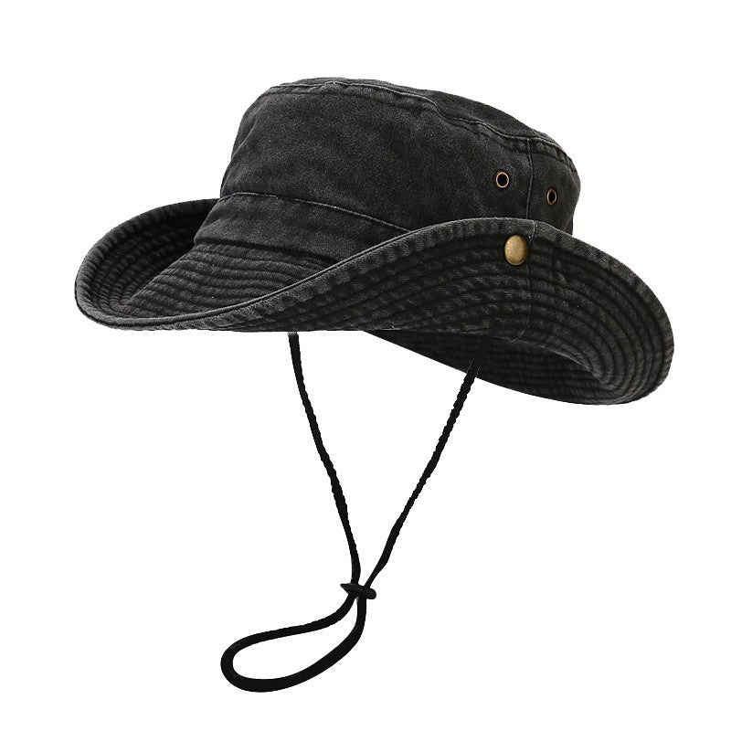 Patchwork Big Brim Washed Fishing Cap