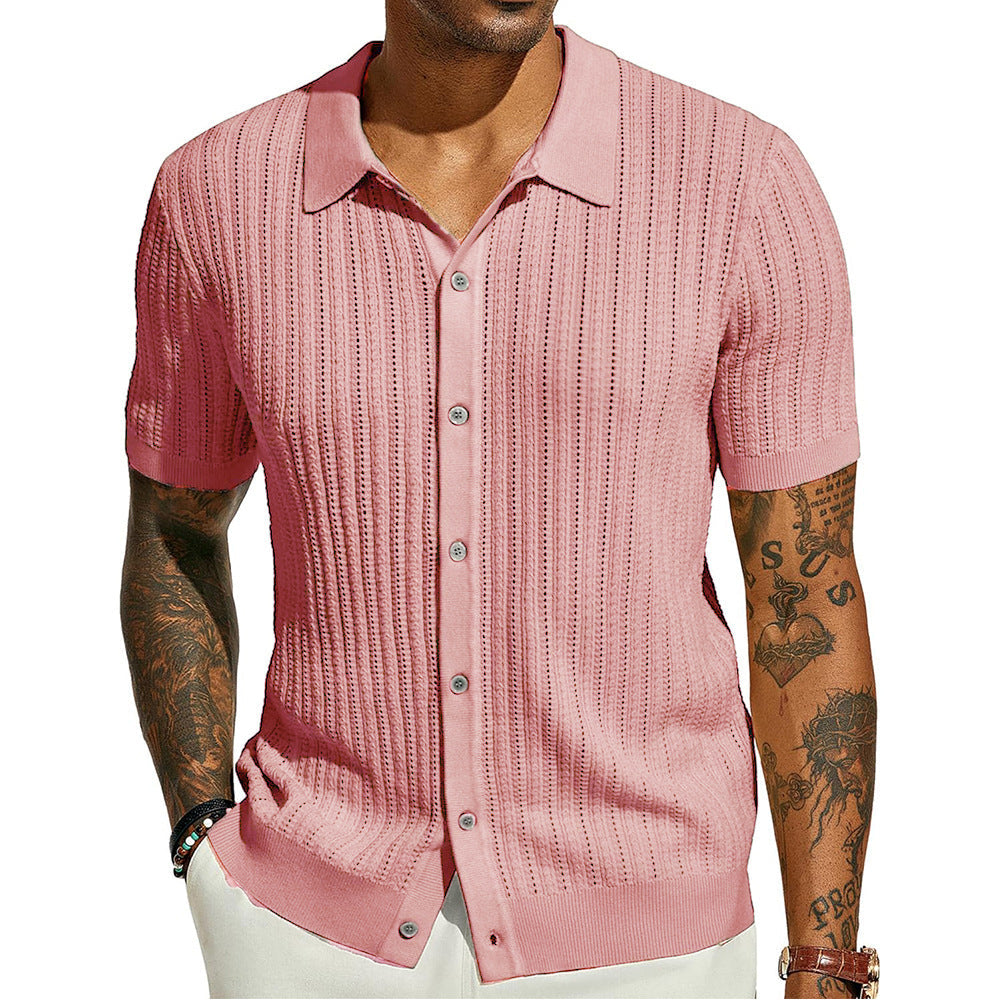 Summer Knit Men's Lapel Shirt
