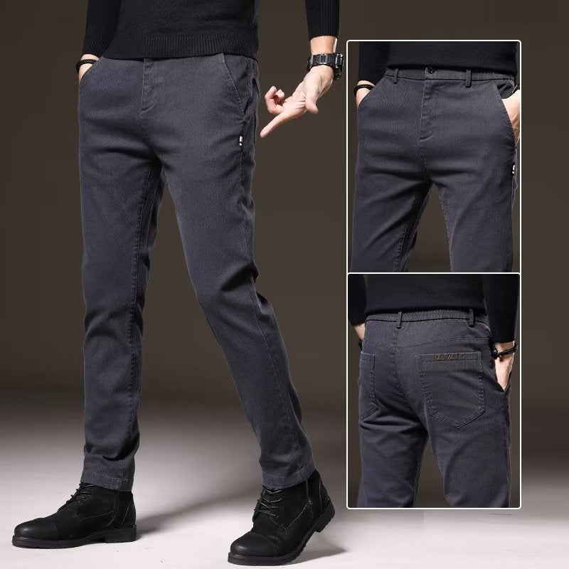 Men's Straight Business Thick Trousers