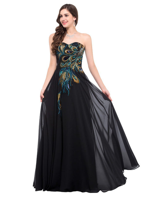 Peacock Embroidered Dress