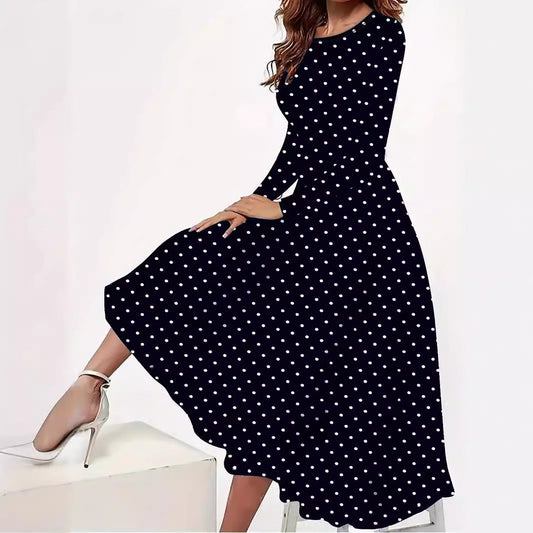Elegant Polka Dot Pocket Dress