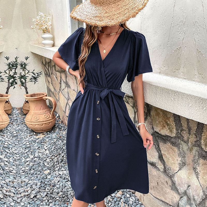 Elegant Bell-Sleeve Dress