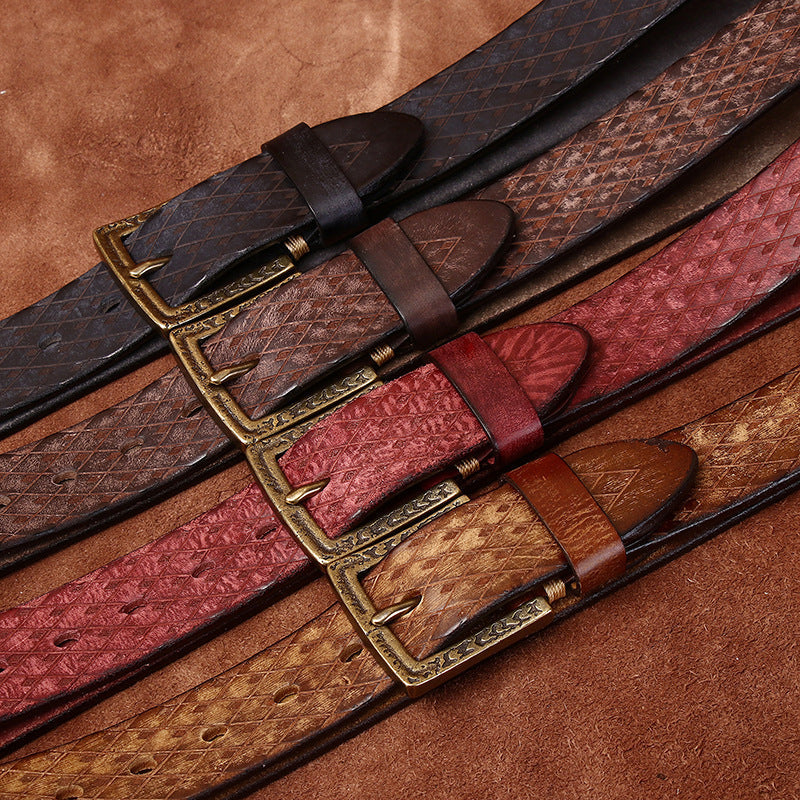 Men’s Diamond Carved Denim Belt