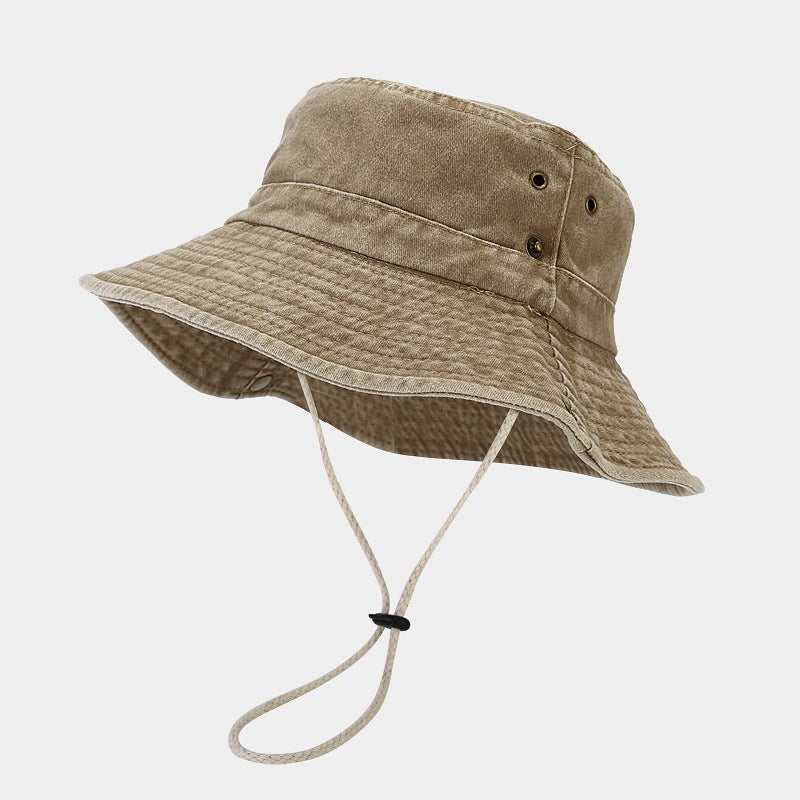 Patchwork Big Brim Washed Fishing Cap