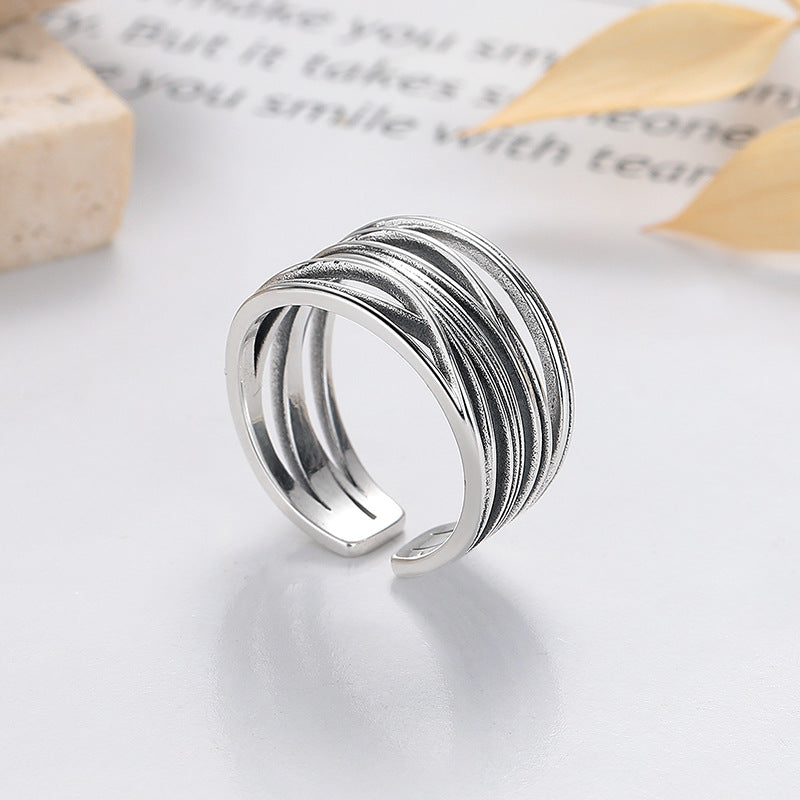 S925 Silver Vintage Distressed Cross Ring