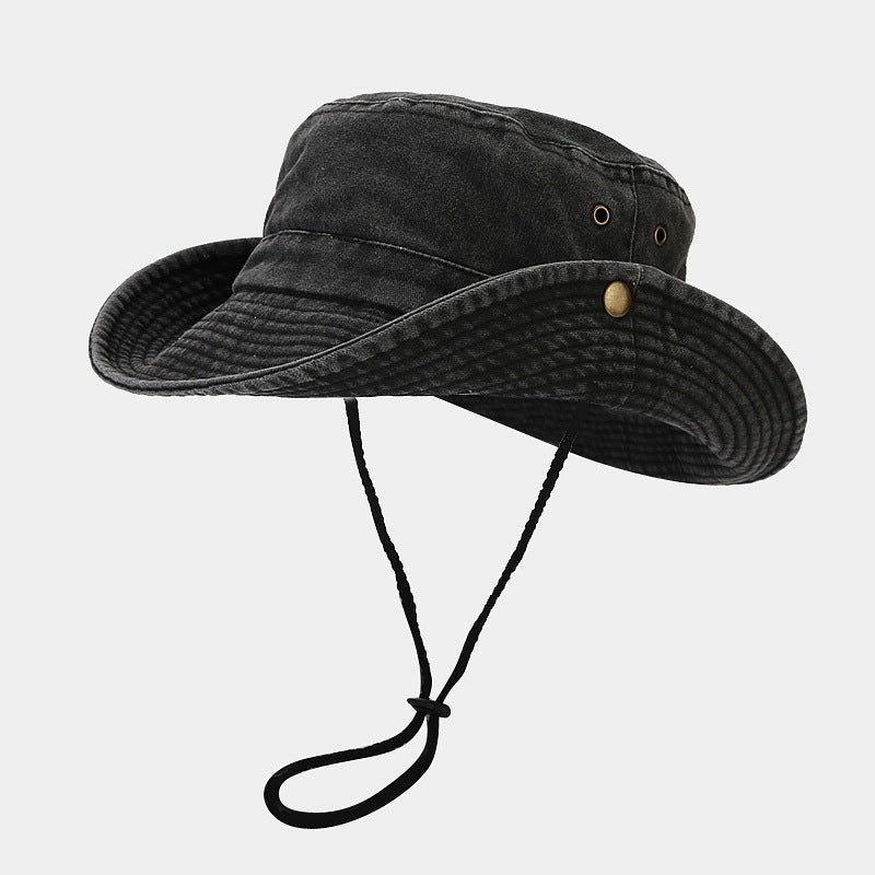 Patchwork Big Brim Washed Fishing Cap