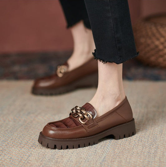 Retro Platform Loafers for Women