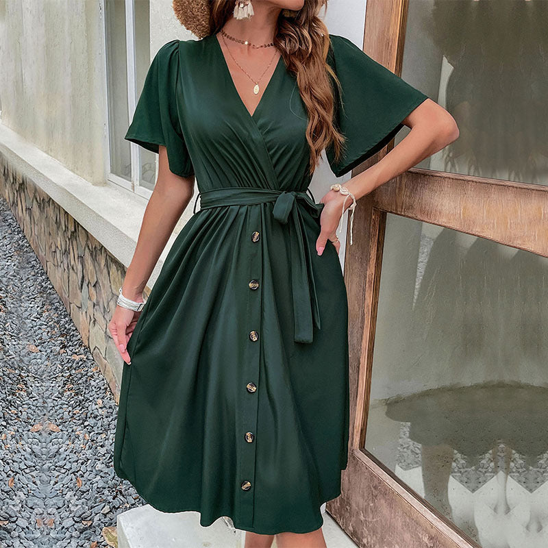 Elegant Bell-Sleeve Dress