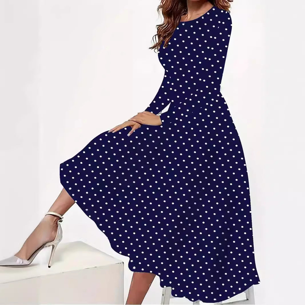 Elegant Polka Dot Pocket Dress