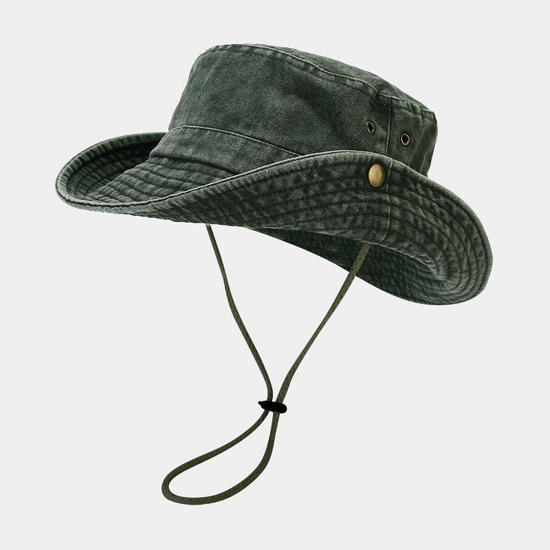 Patchwork Big Brim Washed Fishing Cap
