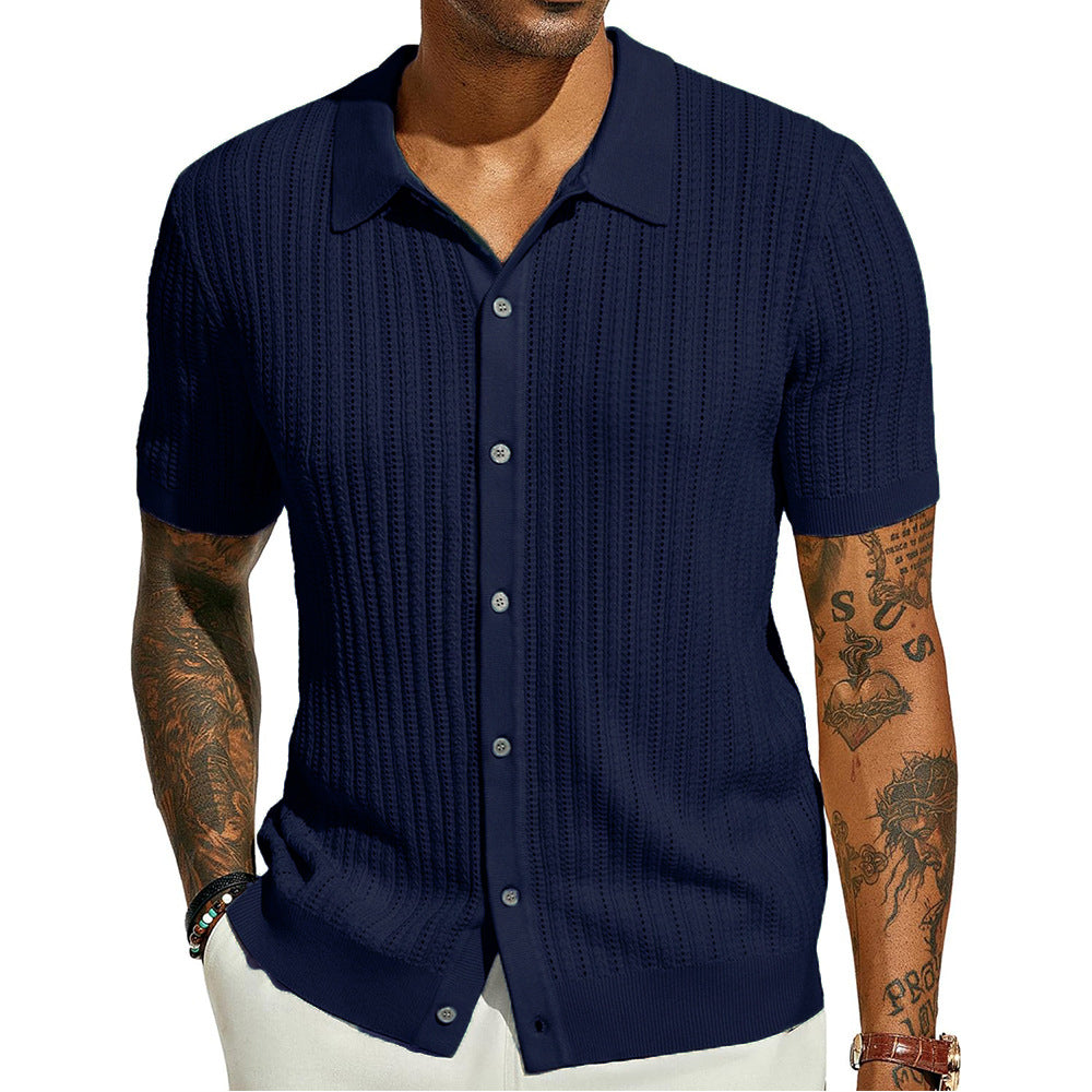 Summer Knit Men's Lapel Shirt