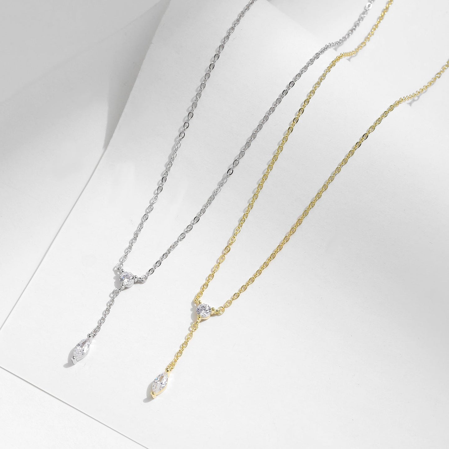 S925 Silver Round Diamond Tassel Necklace