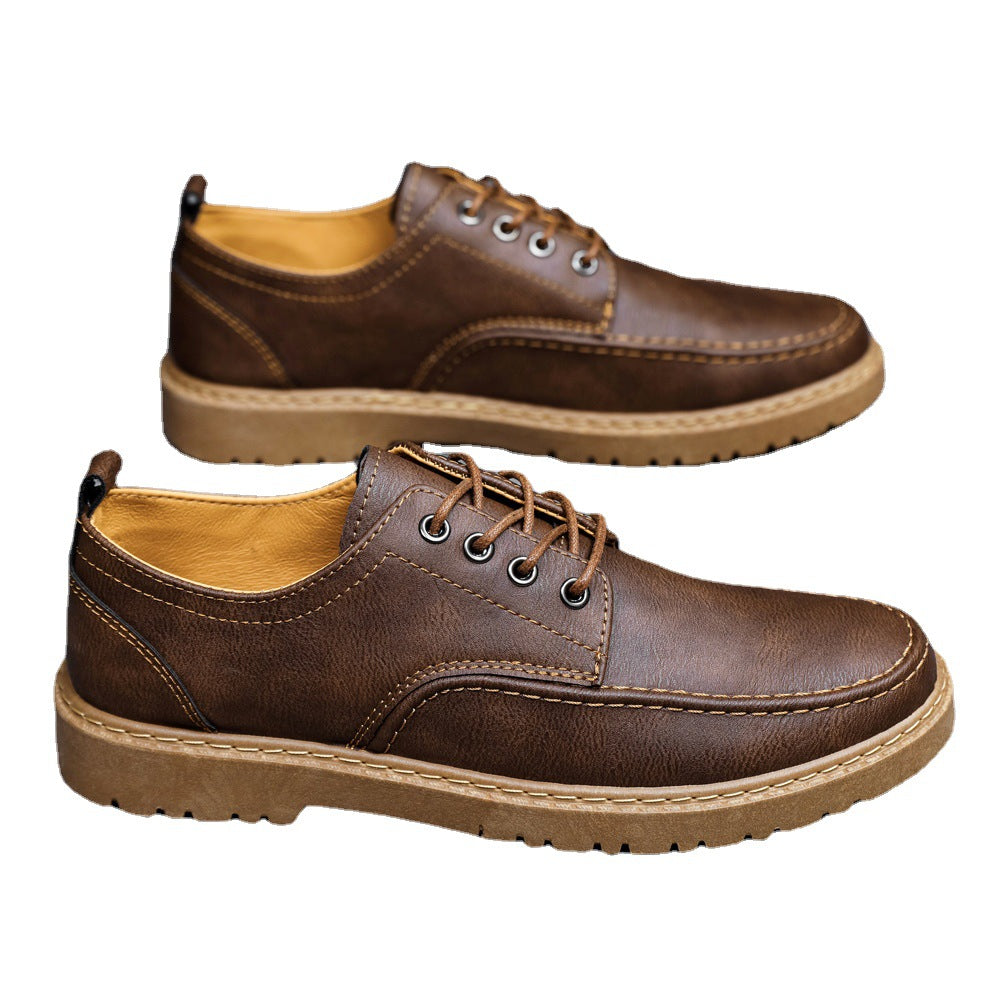 Plus Size British Black Lace-Up Leather Shoes