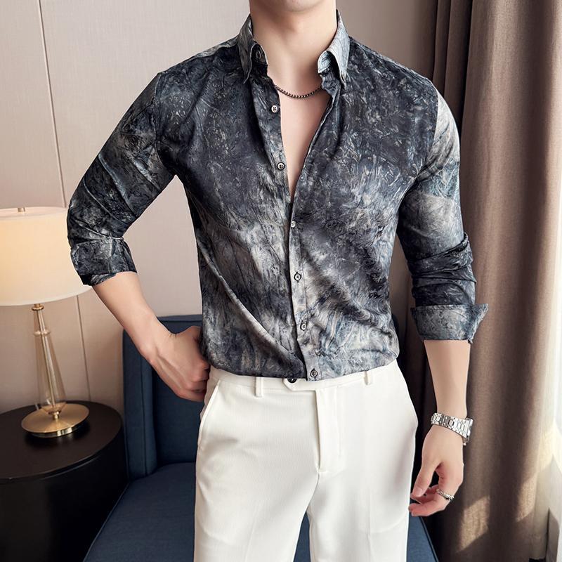 Men’s Tie-dye Slim Long Sleeve Shirt